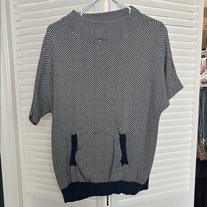 Navy and White Hope & Henry Women's Cowl Neck Sweater